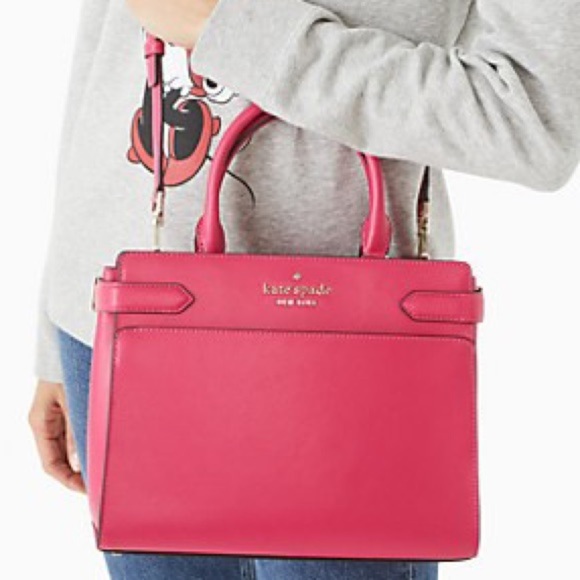 New Kate Spade Medium Satchel In Ruby Pink NWT - Picture 3 of 4